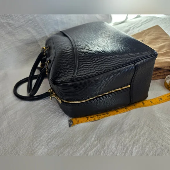 Louis Vuitton Epi Deauville Black Noir Bag Travel Luggage Keepall Speedy Leather - Picture 7 of 15